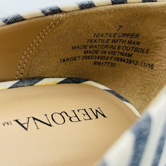 Merona Shoe Womens Size 7 Blue Striped Heels Stiletto Pointy Toe Slip On Comfort - Picture 10 of 11